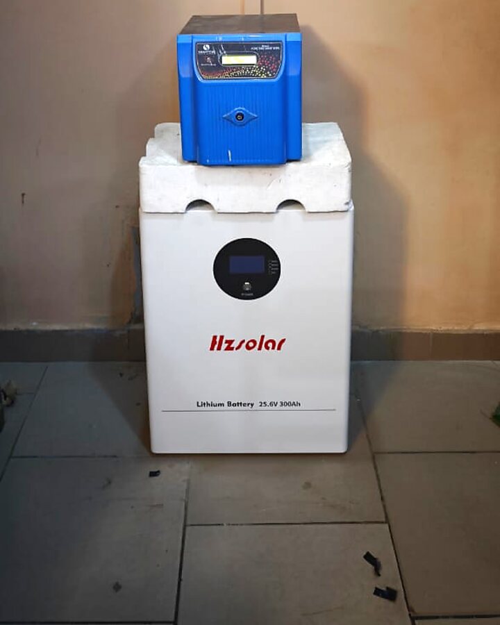 Hzsolar 25.6V 300Ah lithium battery installed with inverter